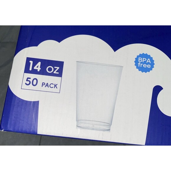 JOLLY CHEF 14 oz Clear Plastic Cups, 50 Count (Pack of 1), 14-Clear-50 - Picture 2 of 3